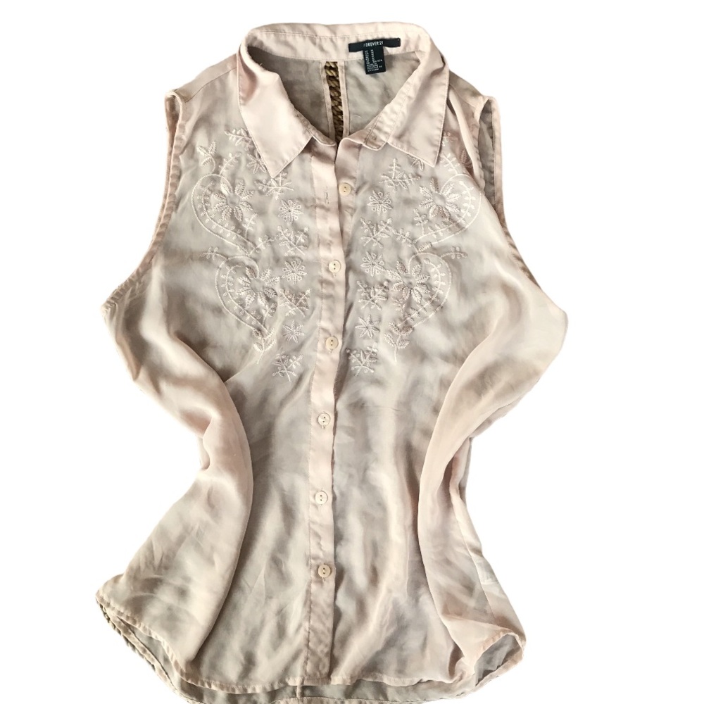 Forever 21 Pink sheer button up